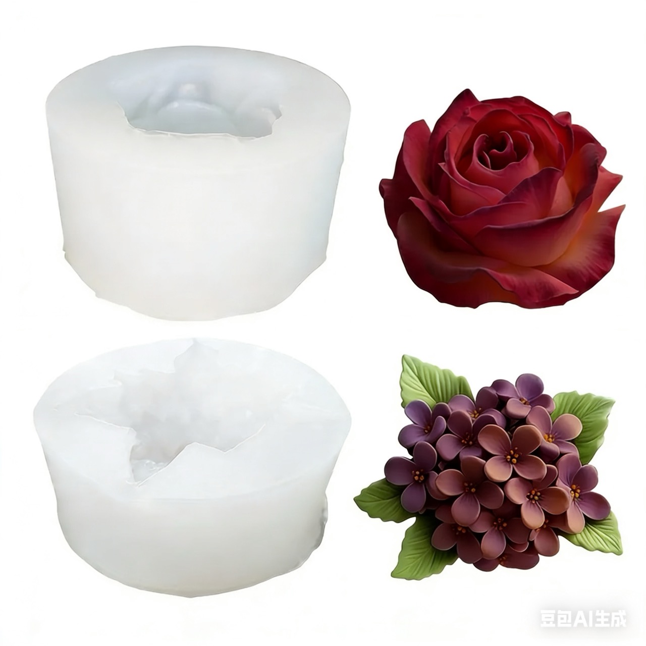 Resin Art For Rose - قطعتان من قوالب السيليكون لزهرة الورد